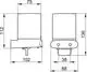 Keuco Lotionspender in reduziertem Design, mit verchromtem Halter und Pumpmechanismus. Abgebildet sind Ansichten mit Maßen und Details.